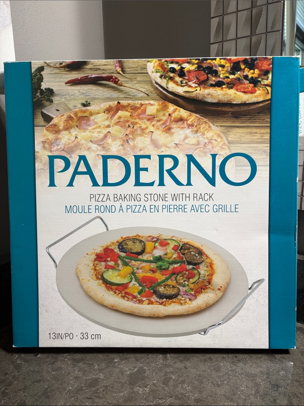 Paderno 13” Pizza Baking Stone with Rack